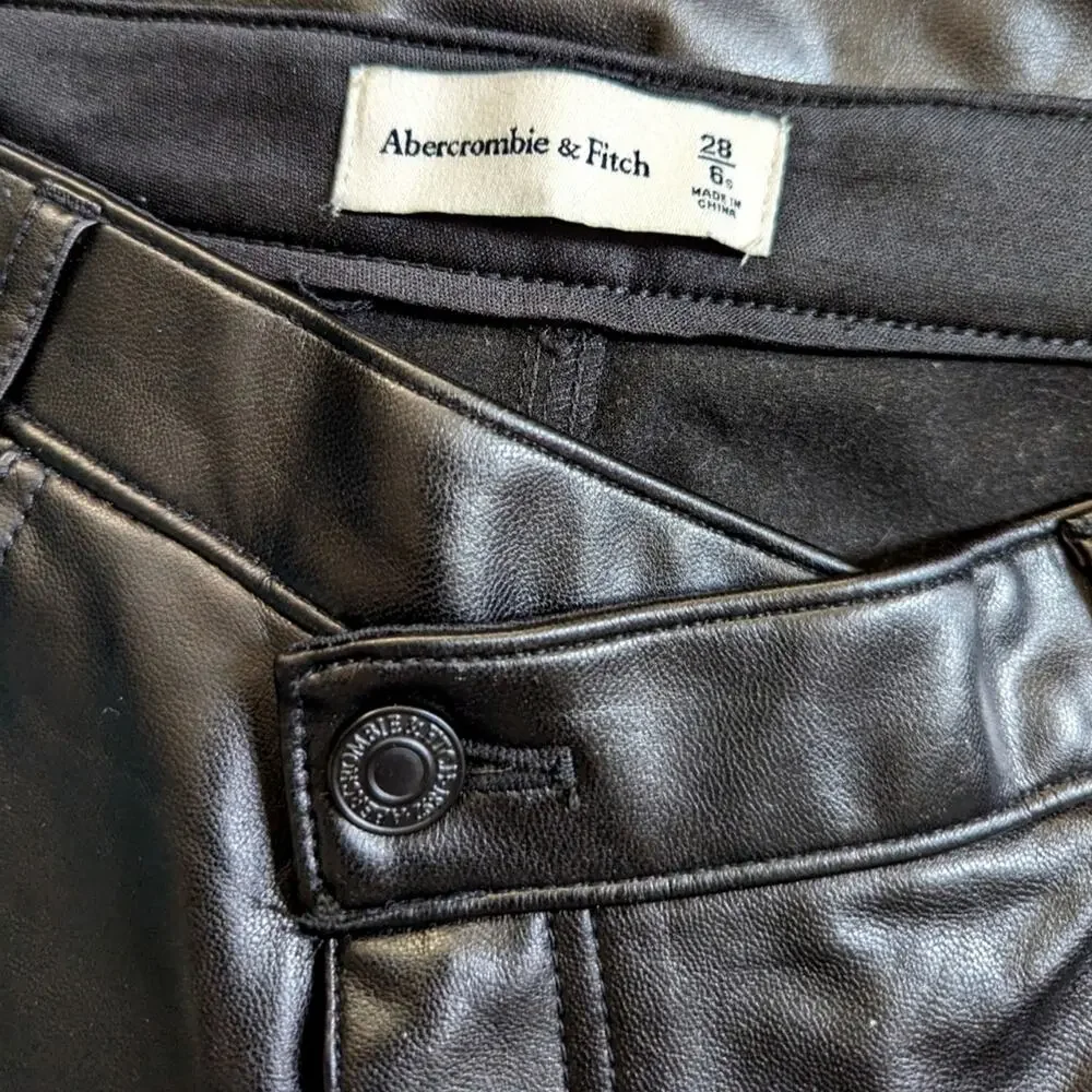 Abercrombie & Fitch Crossover Waist High Rise Vegan Leather 90s Straight Pants